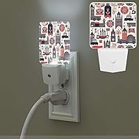 England Symbols Print Night Light with Light Sensors Plug in LED Lights Smart Nightstand Lamp Plug in Night Light for Bedroom Bathroom Hallway Home Decor