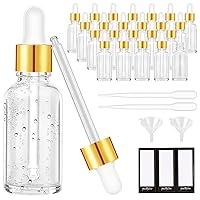 24 Pack 2 Oz Glass Eye Dropper Bottles Clear, 60 ml Empty Tincture Dropper Bottle with droppers, 1 Extra Cap, 2 Plastic Funnels, 2 Pipettes & 48 stickers for DIY Essential Oils, Body Oil, Beauty Oil