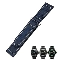 24mm Nylon Fabric Watch Band Fit For Panerai Luminor PAM01118 441 Black Blue Canvas Genuine Leather Strap Bracelet