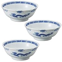Set of 3, Chinese Single Item, Ryukarimon 6.8 Anti-Takadai Bowl, 8.1 x 3.1 inches (20.5 x 7.8 cm), Chinese Tableware, Ramen, Restaurant, Dim Tea, Commercial Use, Hotel