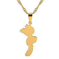 Map of Britain Pendant Necklaces - Charm Ethnic Africa Maps Flag Thin Chain Necklaces, Patriotic Gold Color Map Hip Hop Jewelry for Women Men Party Gift