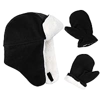 Baby Boy Sherpa Hats and Mittens Set Toddler Gloves Warm Fleece Winter Hat Baby Girl