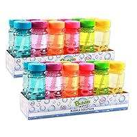 Big Bubble Bottle 24 Pack - 4oz Blow Bubbles Solution Novelty Summer Toy - Activity Party Favor Assorted Colors Set