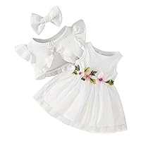 IBTOM CASTLE Baby Girls Dress and Cardigan Set 2PCS Floral Print First Birthday Party Cake Smash Outfit Fall Winter Clothes