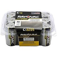 Rayovac Batteries ALC-12PPJ UltraPro Industrial Alkaline Battery, C Size, Standard, Black (Pack of 12)