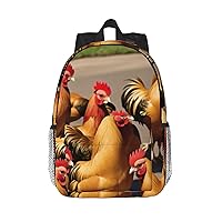 Farm Rooster Backpack Lightweight Casual Backpack Double Shoulder Bag Travel Daypack With Laptop Compartmen