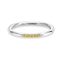14K Yellow/White/Rose Gold Stack Ring With 0.05 TCW Natural Diamond (Round Shape,Yellow Color, VS-SI2, Excellent Cut) Stackable Rings For Women, Dainty Minimalist Rings, Gift For Her Jewelry For Women