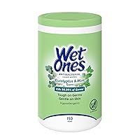 Wet Ones Antibacterial Eucalyptus & Mint Hand Wipes, Canister| Antibacterial Wipes, Hand Sanitizer Wipes, Wet Ones Wipes, Soft Textured Wipes, Lightly Scented Wipes, 150 ct. (1 pack)
