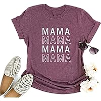 Mom Shirts for Women Cute Boy Girl Mama T Shirts Casual Short Sleeve Graphic Tee Tops