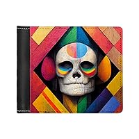 Skull Men's Wallet - Colorful Wallet - Art Wallet (Black)