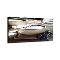 Canvas Wall Art for Office Living Room Bedroom A cup home made london tea drink lavender flower buds close up Wall Art Painting Artwork Wall Decor Framed Wall Art 20