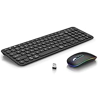 cimetech Bluetooth Keyboard and Mouse, Rechargeable Dual-Mode (Bluetooth 5.1 + USB) Wireless Keyboard and Mouse Combo, Ultra-Slim Multi-Device Keyboard for Mac, iPad, Computer, PC, Windows - Black