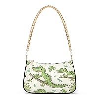 Shoulder Bags for Women Cartoon Crocodile Hobo Tote Handbag Small Clutch Purse with Zipper Closure