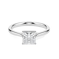 Siyaa Gems 1.80 CT Princess Moissanite Engagement Ring Wedding Bridal Ring Sets Solitaire Halo Style 10K 14K 18K Solid Gold Sterling Silver Anniversary Promise Ring Gift