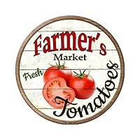 Farmers Market Tomatoes Novelty Metal Circular Sign C-595