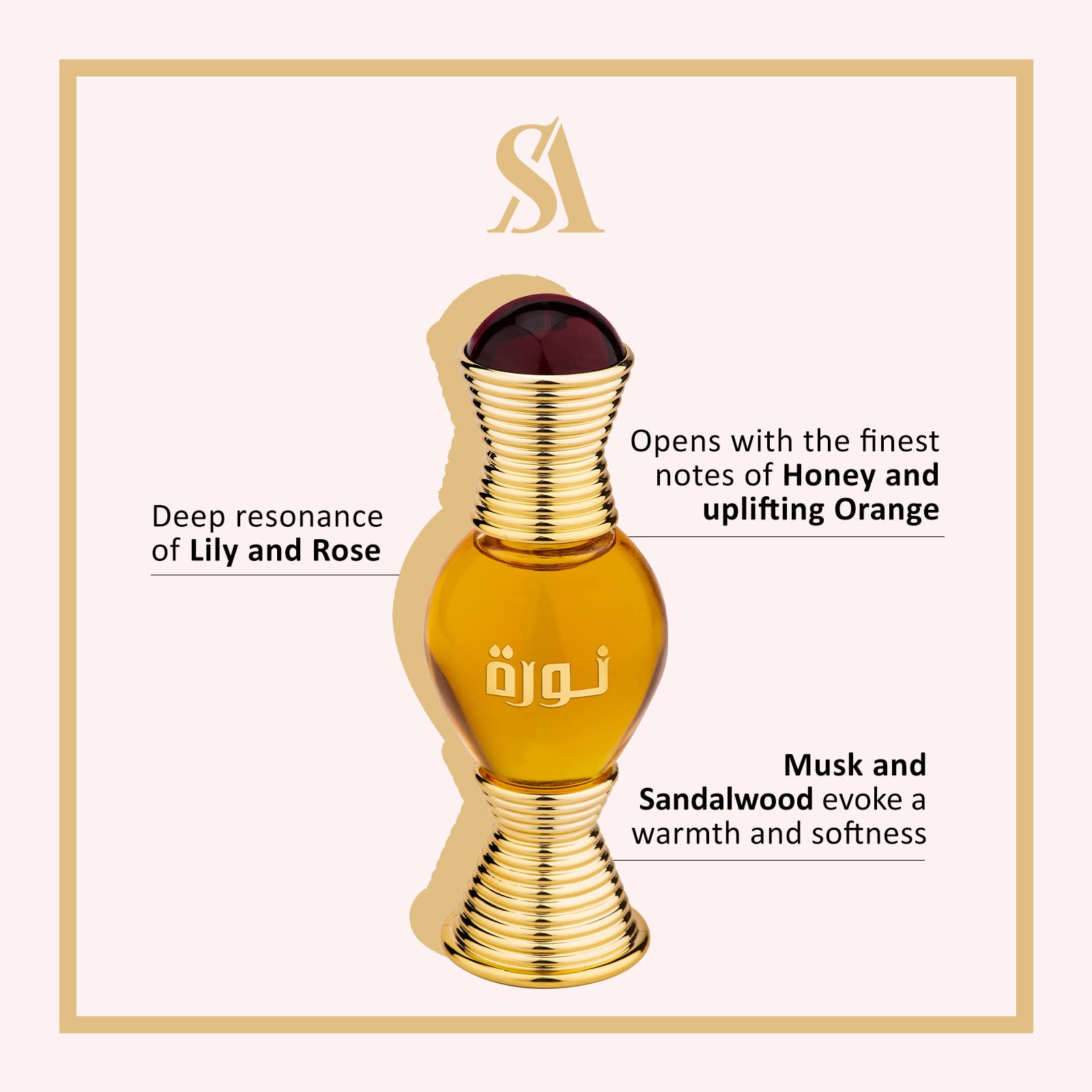 Swiss Arabian Noora - Luxury Products From Dubai - Long Lasting And Addictive Personal Perfume Oil Fragrance - A Seductive, High Quality Signature Aroma - The Luxurious Scent Of Arabia - 0.6 Oz