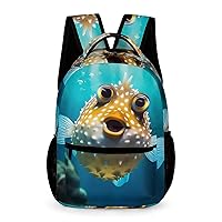 Cute Puffer Fish Laptop Backpack Cute Daypack for Camping Shopping Traveling