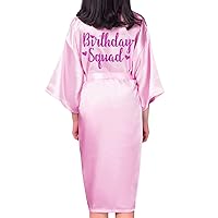 Kids Birthday Squad Girl Queen Robes Soft Satin Pure Color Kimono Bathrobes for Spa Wedding Birthday Party