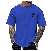 Tshirts Shirts for Men Cotton Spring Summer Coconut Tree Short Sleeve Round Neck Floral Fashion Trend Bottoming T