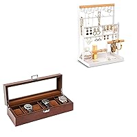 Jewelry Organizer Stand Bundle with 6 Slots Wooden Watch Display Case