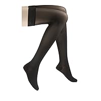JOBST - 119638 UltraSheer Thigh High with Lace Silicone Top Band, 15-20 mmHg Compression Stockings, Closed Toe, Large Petite, Classic Black