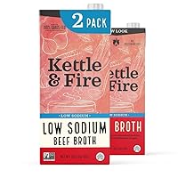 Low Sodium Beef Broth - Pack of 2 - Organic Cooking Stock, Real Bones Not Powder, Grass Fed, Protein, Keto, Paleo, GF, Whole 30 Diet Friendly, Natural Soup Base, 32 oz Liquid Cases