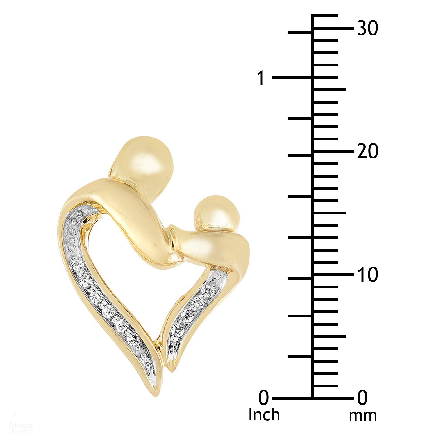 The Diamond Deal Mother and Child/Daugther Diamond Accent Heart Pendant Charm Necklace in 10k SOLID Yellow Gold with 18 inch Chain