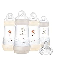 MAM Easy Start Anti-Colic Baby Bottle, Medium Flow, Breastfeeding-Like Silicone Nipple Bottle, Reduces Colic, Gas, & Reflux, Easy-to-Clean, BPA-Free, Vented Baby Bottles for Newborns, 2 Plus Months