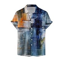 Men's Shirts Casual Fashion Summer Short Sleeve Buttons Printed T-Shirt Top Casual Button-Down Shirts, S-2XL