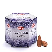 HEM Lavender Backflow Brown Incense Cones | Long Lasting Aroma for Positivity & Pure Air | Wood Powder | Aromatherapy for Stress Relief, Air Purifier & Cleansing | Gift Set - Pack of 40 Cones