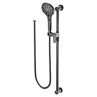 3671EPBL 5-Function Massaging Handshower with Toggle Pause, Includes 30-Inch Slide Bar and 69-Inch Hose, Matte Black