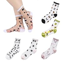 Benefeet Sox Womens Sheer Mesh Crew Socks Girls Cute Lace Nylon Transparent Ultrathin Novelty See Through Ankle Socks