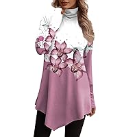 Fashion Plus Size Long Sleeve Fall Winter Christmas Sweatshirts Casual Cute Mock Neck Tops Button Down Blouses