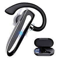 Bluetooth Earpiece for Cell Phones V5.1 Wireless Headset with Charging Case and LED Intelligence Display,12h Talking Time Handsfree Earphones with Dual-mic Noise Cancelling for Driving/Business/Office