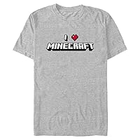 Fifth Sun Men's Big Heart Minecraft T-Shirt, Athletic Heather, Large Tall