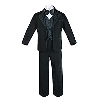 Leadertux 5pc Baby Toddler Teen Boy Black Formal Suits Tuxedo Paisley Lapel S-20 (16)