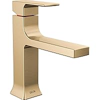 Delta Faucet Velum Single Hole Bathroom Faucet, Gold Bathroom Sink Faucet, Single Handle Bathroom Faucet, Bath Faucet, Pop-Up Drain Assembly, Champagne Bronze 537-CZMPU-DST