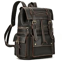 Luxury Vintage Cowskin Leather Backpack for Men Black