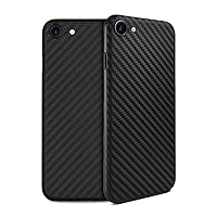 UltraSlim Case for iPhone SE (2020) / iPhone 8/7 (4.7 inch) Carbon Fiber Look Feather Light Skin Protective Cover Bumper Shell Hardcase, Black