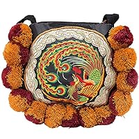 MIYACHY Chinese Vintage Embroidery Crossbody Bag Casual Round Bag Ethnic Shoulder Bag Orange