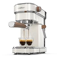 Laekerrt Espresso Machine, 20 Bar Espresso Maker CMEP01 with Milk Frother Steam Wand, Home Expresso Coffee Machine for Latte and Cappuccino, Pear White, Stainless Steel, Gift for Women Wife or Mom
