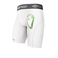Compression Shorts with Protective Bio-Flex Cup, Moisture Wicking Vented Protection, Youth Size White