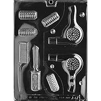 Life of the Party Beautician - Blow Dryer, Rollers, Brush, Comb Chocolate Mold - J047 - Downloadable Molding Instructions Below