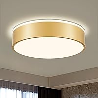 Dimmable Gold LED Ceiling Light, 2700K-6000K 5CCT in One Modern Flush Mount Ceiling Light Fixtures, Minimalist Round Metal Ceiling Lamp for Bedroom Kitchen Living Room-15.7in