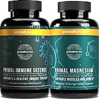 Primal Harvest Magnesium Supplement & Immune Defense Supplements for Women and Men Joint Support Capsules and Probiotic + Zinc + Vitamin Complex Pills Bundle