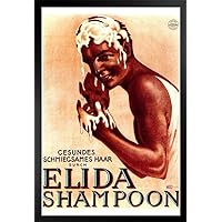 Elida Shampoo Vintage Illustration Travel Art Deco Vintage French Wall Art Nouveau French Advertising Vintage Poster Prints Art Nouveau Decor Black Wood Framed Poster 14x20
