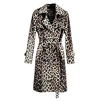 Leopard Print Trench Coat Women's Spring Autumn Trendy Slim Long Sleeve Jacket