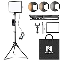 1-Pack LED Video Light Kit, NiceVeedi Photography Lighting Kit, 2800-6500K Dimmable Studio Light with Tripod Stand & Phone Holder, 73
