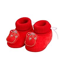 Size 12 Boys Dress Shoes Winter Children Toddler Shoes Boys and Girls Floor Shoes Non Slip Plush Warm Comfortable Elastic Band Chinese New Year Style Size Shoe