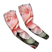 UV Sun Protection Arm Sleeves Cooling Pink background Sports Compression Athletic Sleeves for Basketball Cycling